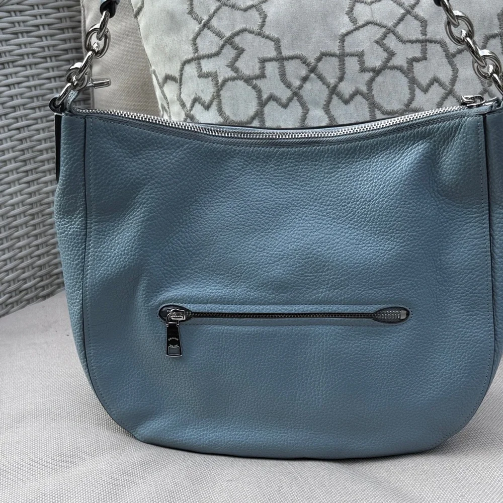 Coach Sky Blue Leather Shoulder Bag - Picture 4 of 16